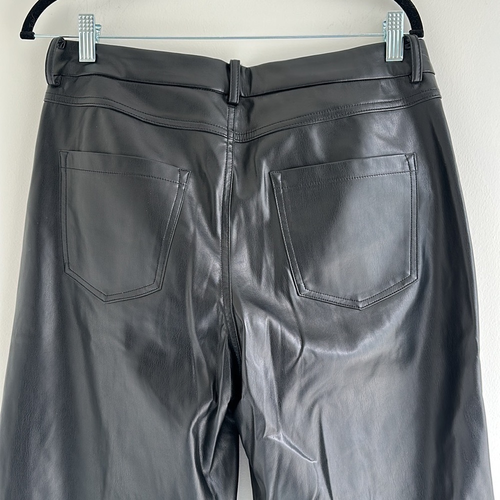 ICHI | Black Faux Leather Pants Wider Leg Straight - Picture 5 of 6